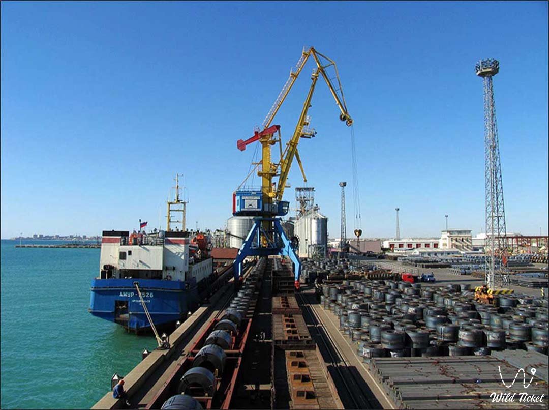Aktau port on the Kaspian Sea